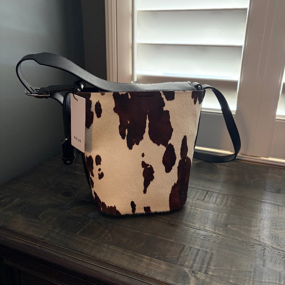Designer - Reiss Hudson Mini Calf Hair Bucket Bag (New with Tags)
